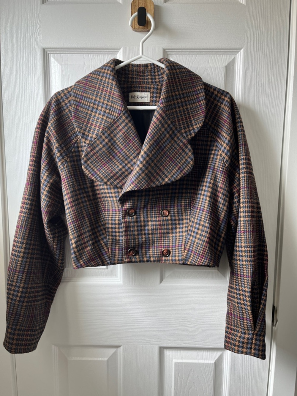 Vintage Holt Renfrew Cropped Plaid Jacket